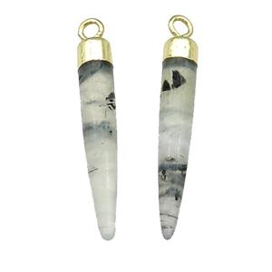 Green Prehnite Bullet Pendant Gold Plated, approx 5-30mm