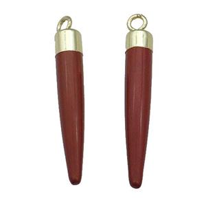Red Jasper Bullet Pendant Gold Plated, approx 5-30mm