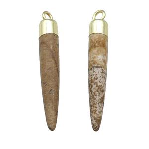 Picture Jasper Bullet Pendant Gold Plated, approx 5-30mm
