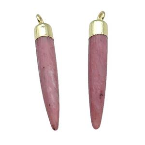 Pink Wood Lace Jasper Bullet Pendant Gold Plated, approx 5-30mm