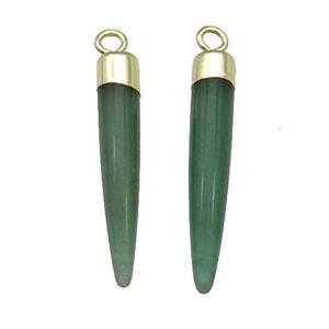 Green Aventurine Bullet Pendant Gold Plated, approx 5-30mm