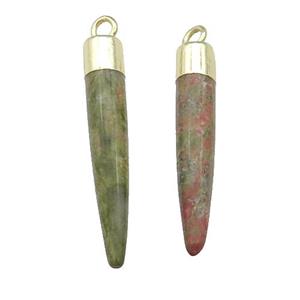 Unakite Bullet Pendant Gold Plated, approx 5-30mm