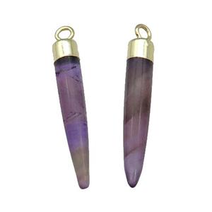 Purple Amethyst Bullet Pendant Gold Plated, approx 5-30mm