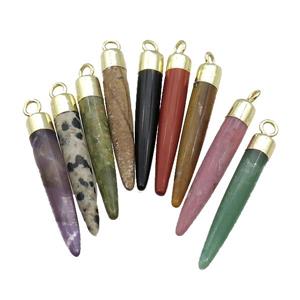 Mix Gemstone Bullet Pendant Gold Plated, approx 5-30mm