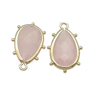 Pink Rose Quartz Teardrop Pendant Faceted Gold Plated, approx 10-18mm