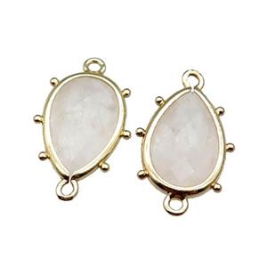 Clear Quartz Connector Faceted Teardrop Gold Plated, approx 10-18mm
