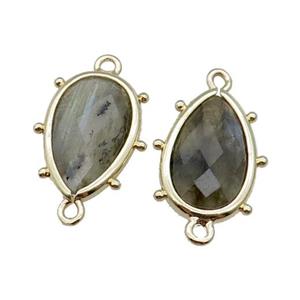 Labradorite Connector Faceted Teardrop Gold Plated, approx 10-18mm
