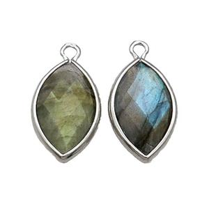 Labradorite Eye Pendant Faceted Platinum Plated, approx 11-18mm