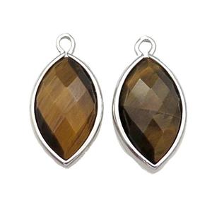 Tiger Eye Stone Eye Pendant Faceted Platinum Plated, approx 11-18mm