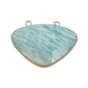 Green Amazonite Triangle Pendant With 2loops Gold Plated, approx 25-35mm