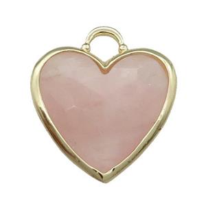 Pink Rose Quartz Heart Pendant Faceted Gold Plated, approx 20mm