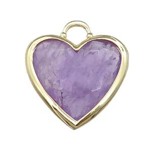 Purple Amethyst Heart Pendant Faceted Gold Plated, approx 20mm