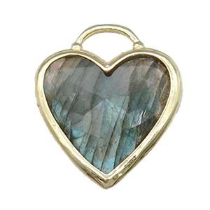 Labradorite Heart Pendant Faceted Gold Plated, approx 20mm