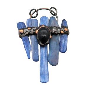 Blue Kyanite Pendant Stick Antique Red, approx 40-80mm