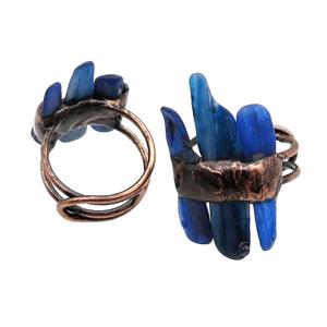 Blue Kyanite Ring Adjustable Antique Red, approx 20-35mm, 18mm dia