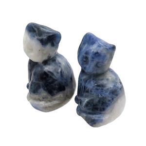 Blue Sodalite Cat No Hole, approx 22-30mm