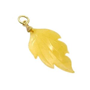 Yellow Acrylic Leaf Pendant, approx 16-30mm