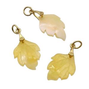 Yellow Acrylic Leaf Pendant, approx 16-21mm