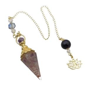 Fluorite Chips Resin Pendulum Pendant Chakra Gold Plated, approx 20-60mm, 12mm, 17mm, 20cm chain