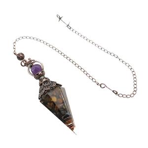 Tiger Eye Stone Chips Resin Pendulum Pendant Antique Red, approx 20-60mm, 6mm, 20cm chain