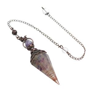 Multicolor Fluorite Chips Resin Pendulum Pendant Antique Red, approx 20-60mm, 6mm, 20cm chain