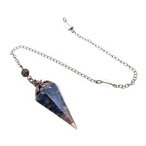 Blue Lapis Lazuli Chips Resin Pendulum Pendant Antique Red, approx 20-40mm, 20cm chain