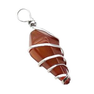 Red Carnelian Agate Pendulum Pendant Wire Wrapped, approx 16-30mm