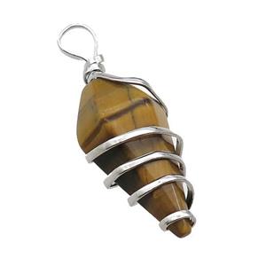 Tiger Eye Stone Pendulum Pendant Wire Wrapped, approx 16-30mm