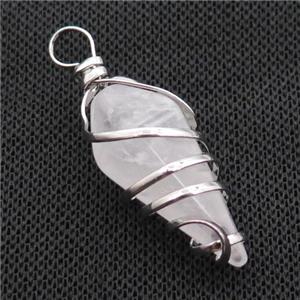 Clear Quartz Crystal Pendulum Pendant Wire Wrapped, approx 16-30mm