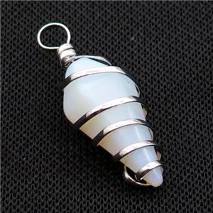 White Opalite Pendulum Pendant Wire Wrapped, approx 16-30mm