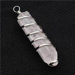 Clear Crystal Quartz Bullet Pendant Wire Wrapped, approx 11-45mm