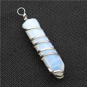 White Opalite Bullet Pendant Wire Wrapped, approx 11-45mm