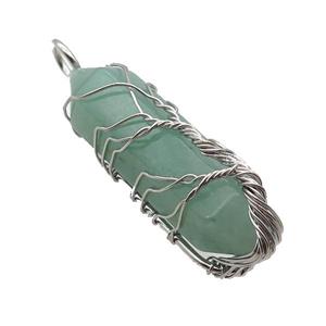 Green Aventurine Bullet Pendant Tree Wire Wrapped, approx 11-40mm