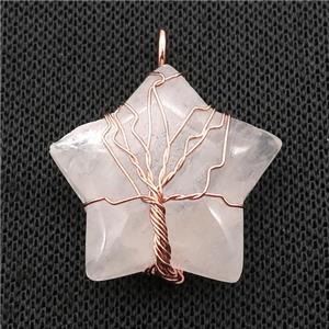 Clear Quartz Star Pendant Tree Wire Wrapped, approx 30mm