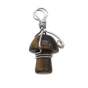 Tiger Eye Stone Mushroom Pendant Wire Wrapped, approx 15-20mm