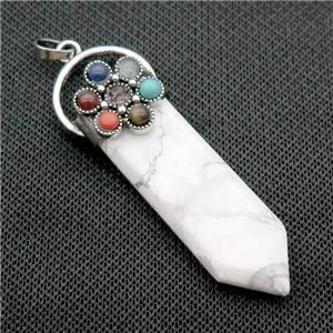 White Howlite Turquoise Arrowhead Pendant Chakra Antique Silver, approx 17-50mm