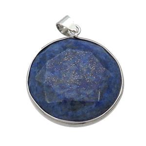 Blue Lapis Lazuli Button Pendant, approx 25mm