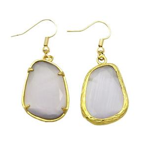 Gray Agate Copper Hook Earring Gold Plated, approx 18.5-26mm