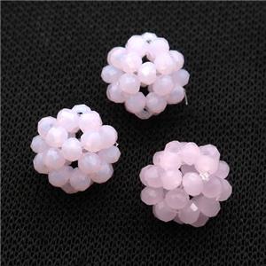 Pink Crystal Glass Ball Cluster Beads, approx 4mm, 16mm dia