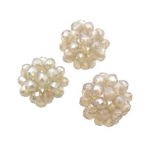 Champagne Crystal Glass Ball Cluster Beads, approx 4mm, 16mm dia