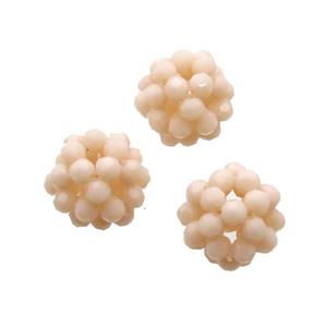 Peach Crystal Glass Ball Cluster Beads, approx 4mm, 16mm dia