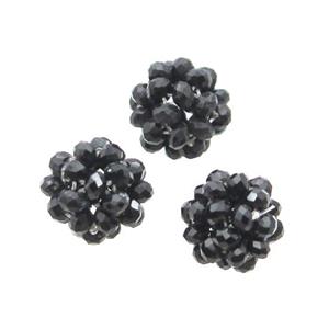 Black Crystal Glass Ball Cluster Beads, approx 4mm, 16mm dia