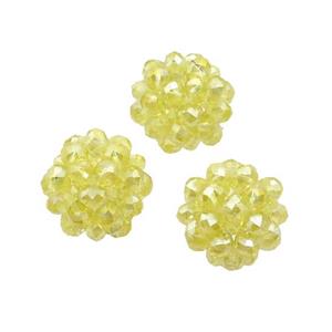Yellow Crystal Glass Ball Cluster Beads, approx 4mm, 16mm dia