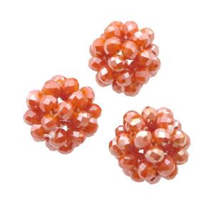 Orange Crystal Glass Ball Cluster Beads, approx 4mm, 16mm dia