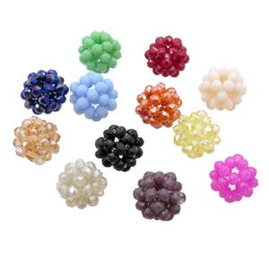 Crystal Glass Ball Cluster Beads Round Mixed Color, approx 4mm, 16mm dia
