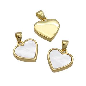 White Paerlized Shell Heart Pendant Gold Plated, approx 12mm
