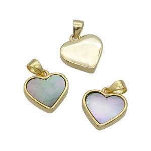 Gray Abalone Shell Heart Pendant Gold Plated, approx 12mm