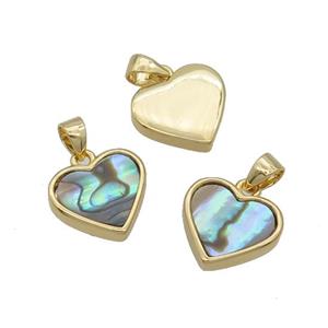 Abalone Shell Heart Pendant Gold Plated, approx 12mm