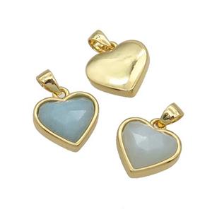 Amazonite Heart Pendant Gold Plated, approx 12mm