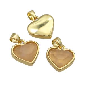 Rose Quartz Heart Pendant Gold Plated, approx 12mm